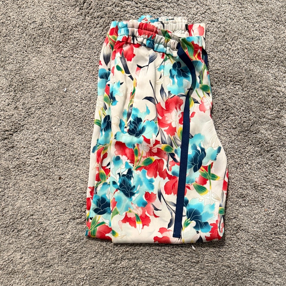 Zara Floral Print pants - Red, Blue, Cream